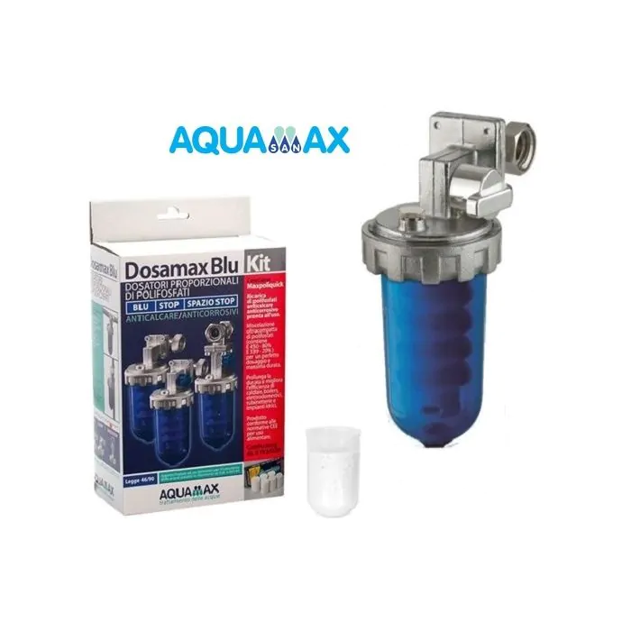 DOSATORE DI POLIFOSFATI ANTICALCARE/ANTICORROSIVI ATT. GIREV. C/STOP AQUAMAX BLU